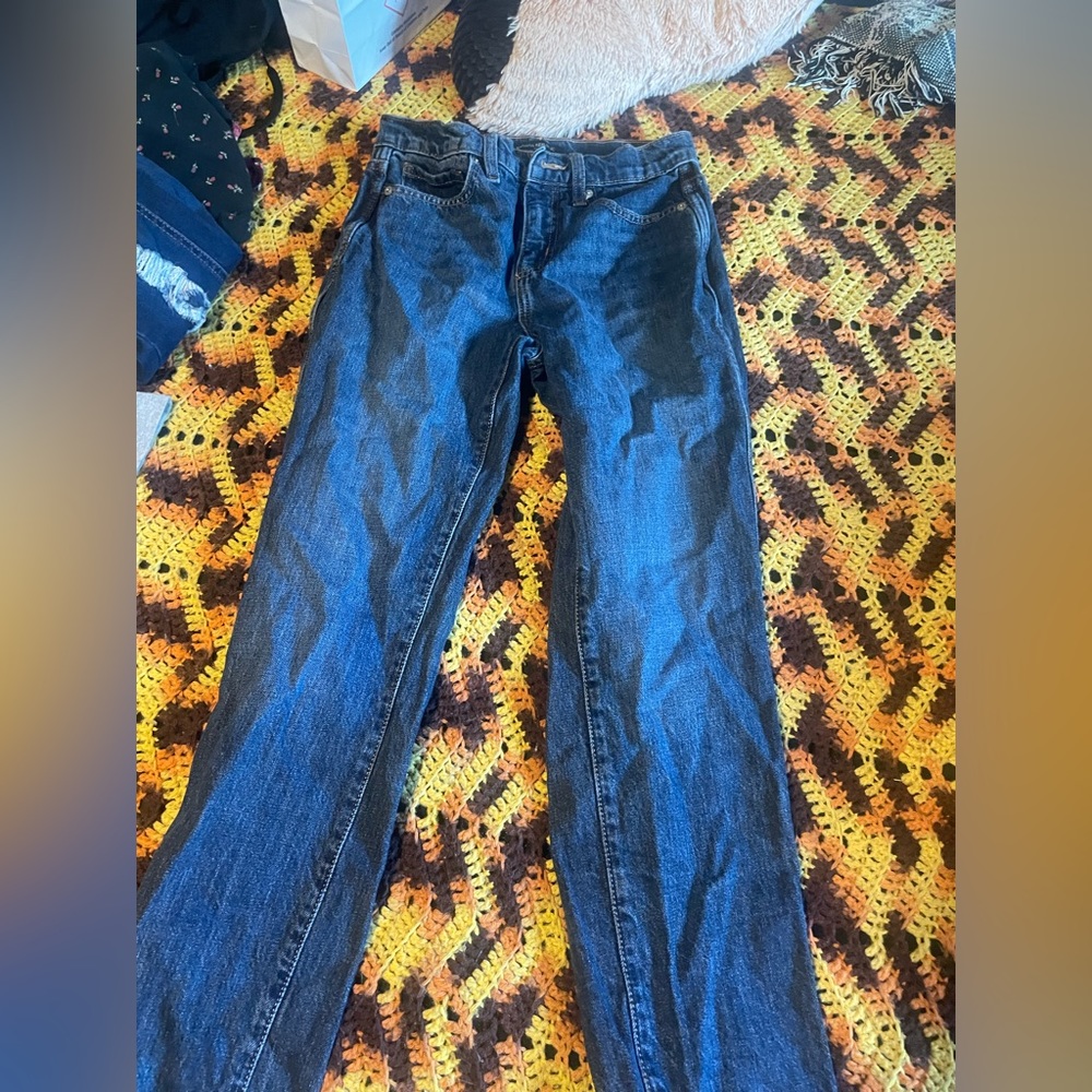 Dark blue jeans.